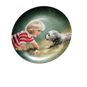 Pemberton Oakes Donald Zolan Children Pets Making Friends Plate Puppy Signed